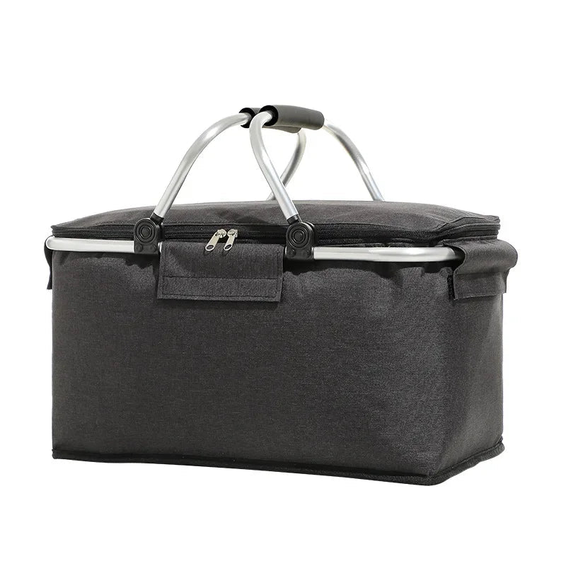 2024 New Folding Picnic Camping Lunch Bags Insulated Cooler Bag Cool Hamper Storage Basket Bag Outdoor Portable Picnic Basket Importe Go 