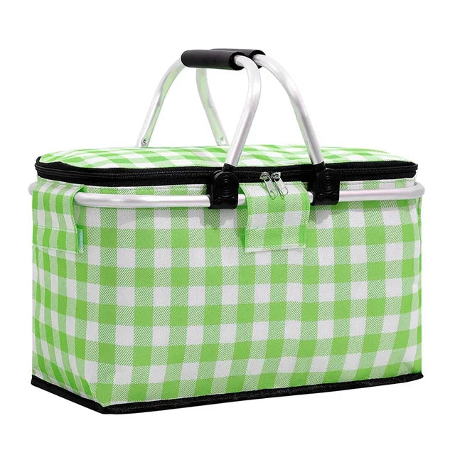 2024 New Folding Picnic Camping Lunch Bags Insulated Cooler Bag Cool Hamper Storage Basket Bag Outdoor Portable Picnic Basket Importe Go 