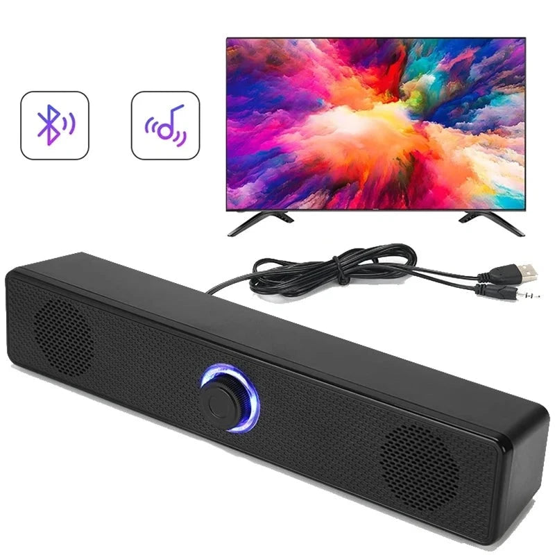 Barra de sonido con cable e inalámbrica para PC, Altavoz Bluetooth, alimentado por USB, para TV, Pc, ordenador portátil, juegos, sistema de Audio envolvente para cine en casa Importe Go 