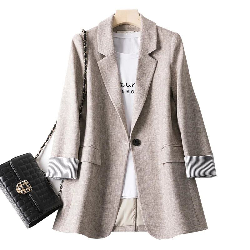 Blazer Feminino Xadrez Importe Go Bege P - S 