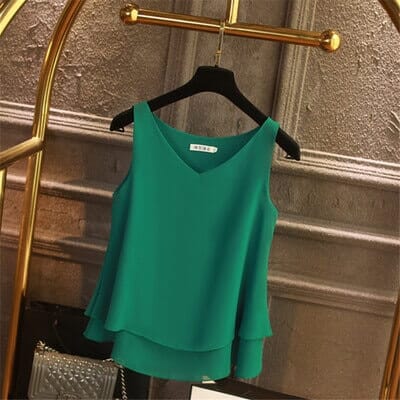 Blusa Regata de Chiffon Himere Blusa Importe Go Verde P 