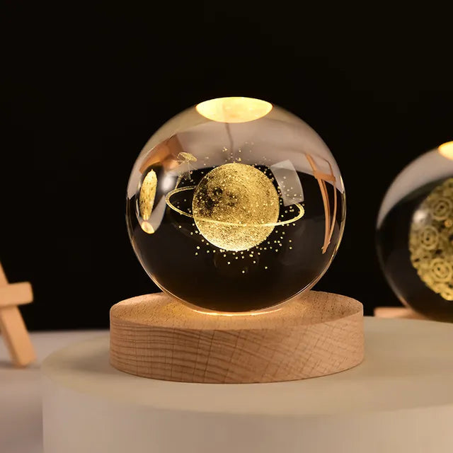 Bola de cristal 3D de 6cm para decoración del hogar y escritorio, grabado con láser globo con sistema Solar, luz nocturna de Planeta, regalo de cumpleaños y Astronomía Importe Go 6cm with base Universe 