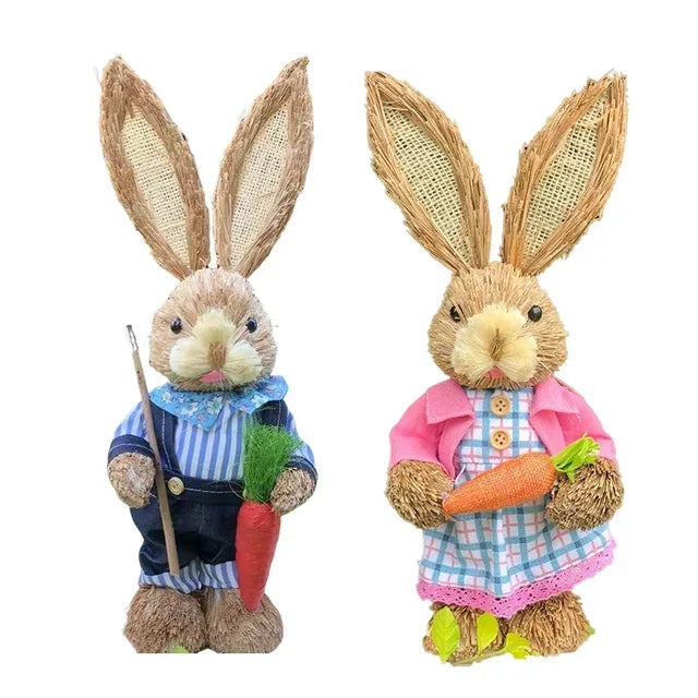 Bonitos conejos de paja, decoraciones de conejito, fiesta de Pascua, hogar, jardín, boda, accesorios para fotos, artesanías, compra 1 gratis, 1 Importe Go Mix-2PCS-04 35CM 