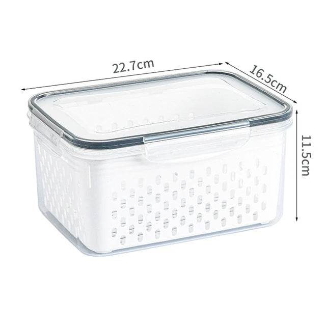 Caja de almacenamiento para refrigerador, organizador de frutas y verduras frescas, cesta de drenaje, contenedores de almacenamiento, despensa, organizador de cocina Importe Go 3300ML 