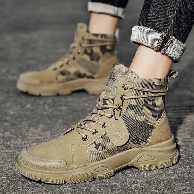 Calçados Masculinos Botas Camo Martin Masculina Outono/Inverno Desgaste do Trabalho Casual Botas Curtas Importe Go 