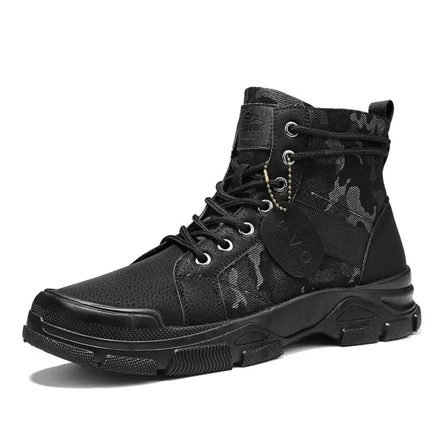 Calçados Masculinos Botas Camo Martin Masculina Outono/Inverno Desgaste do Trabalho Casual Botas Curtas Importe Go black 39 