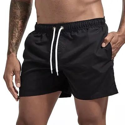 Calção de banho com secagem rápida masculina, respirável, cordão com bolsos, surfe, shorts de praia, verão Importe Go Black S 