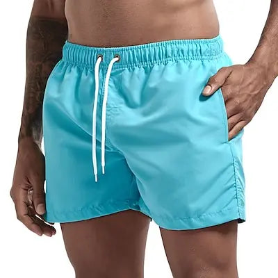 Calção de banho com secagem rápida masculina, respirável, cordão com bolsos, surfe, shorts de praia, verão Importe Go Sky Blue S 