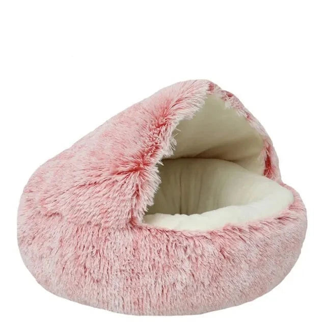 Cama de felpa suave con funda para mascotas, colchón redondo para gatos y perros, cueva cálida para dormir 2 en 1 para perros pequeños Importe Go Pink 40x40cm 