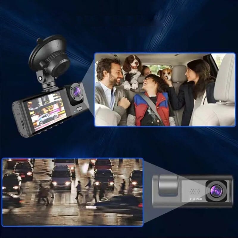 Câmera Veicular Universal com 3 Lentes - DashCam Câmera Veicular Universal com 3 Lentes - DashCam Importe Go 