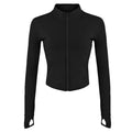 Chaqueta de chándal ajustada para mujer, abrigo de Fitness de manga larga, Tops cortos de Yoga con agujeros para el pulgar, chaqueta de gimnasio, sudaderas de entrenamiento Importe Go Black S 