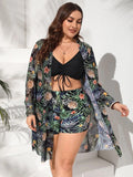 Conjunto De Biquíni Plus Size 3 Peças Yarin Importe Go G Preto 