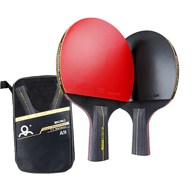 Conjunto de raquete de tênis de mesa profissional Ping Pong, espinhas em borracha, alta qualidade, lâmina Bat Paddle com saco, 6 estrelas, 2pcs Importe Go Short Handle 