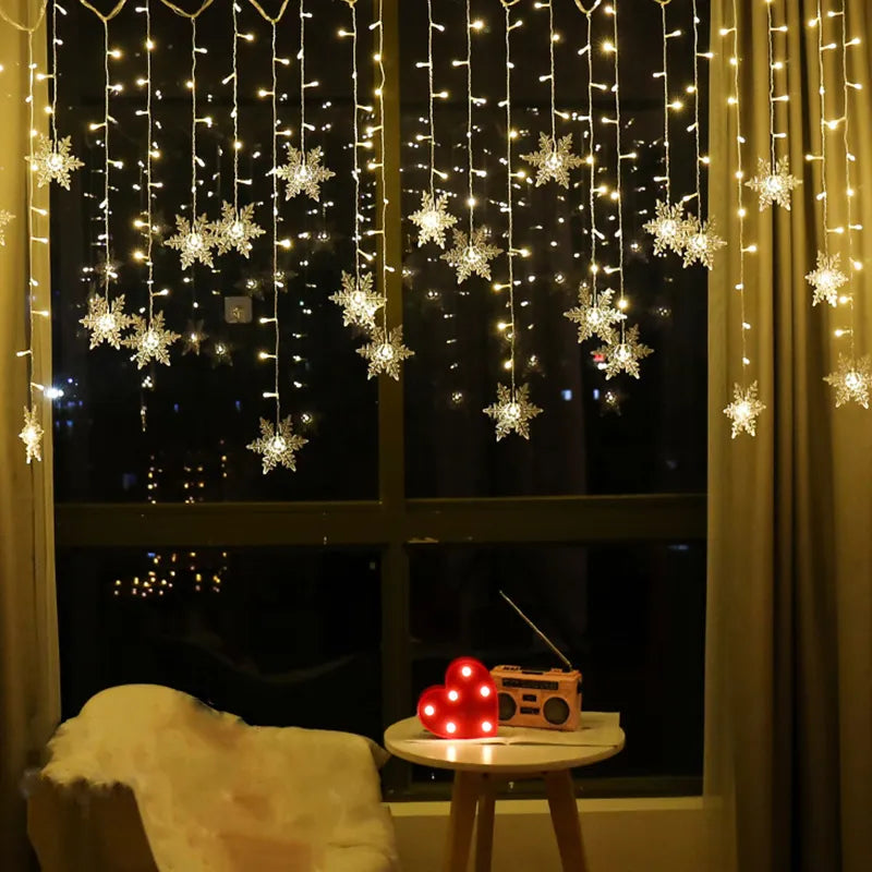 Cortina de Flocos de Neve LED - Decoração de Natal Importe Go 