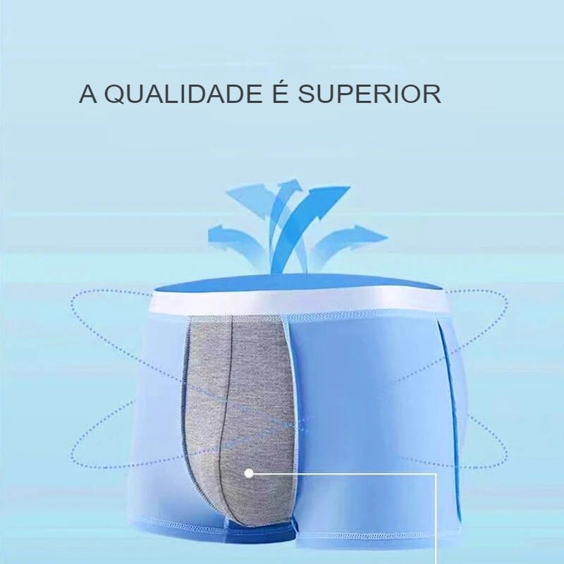 Cueca Boxer de Seda Gelada Respirável e Ultrafina - Kit com 4 Peças Cueca Boxer de Seda Gelada Respirável e Ultrafina - Kit com 4 Peças Importe Go 