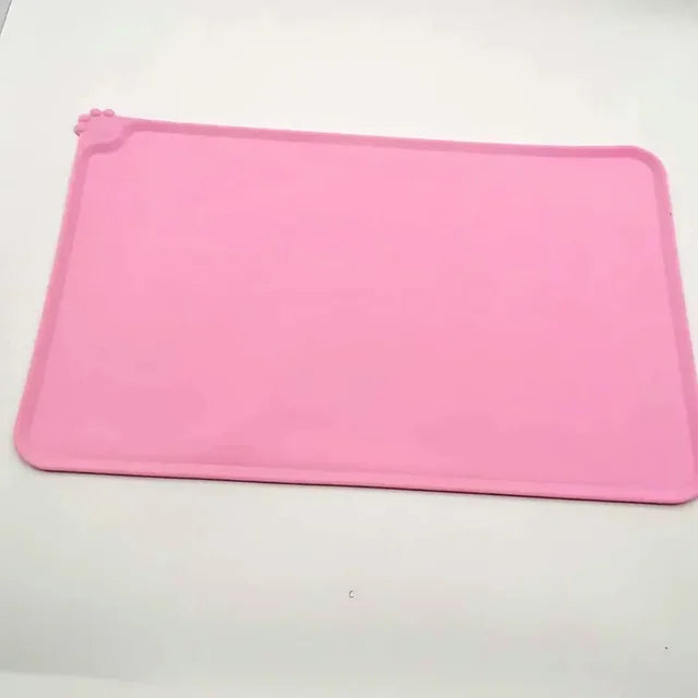 Esteira de silicone para alimentação de animais, tapete à prova d'água para cães e gatos, cor sólida, para alimentação de cachorros, com lavagem fácil e não tóxico Importe Go Rosa 47x29.5 cm 