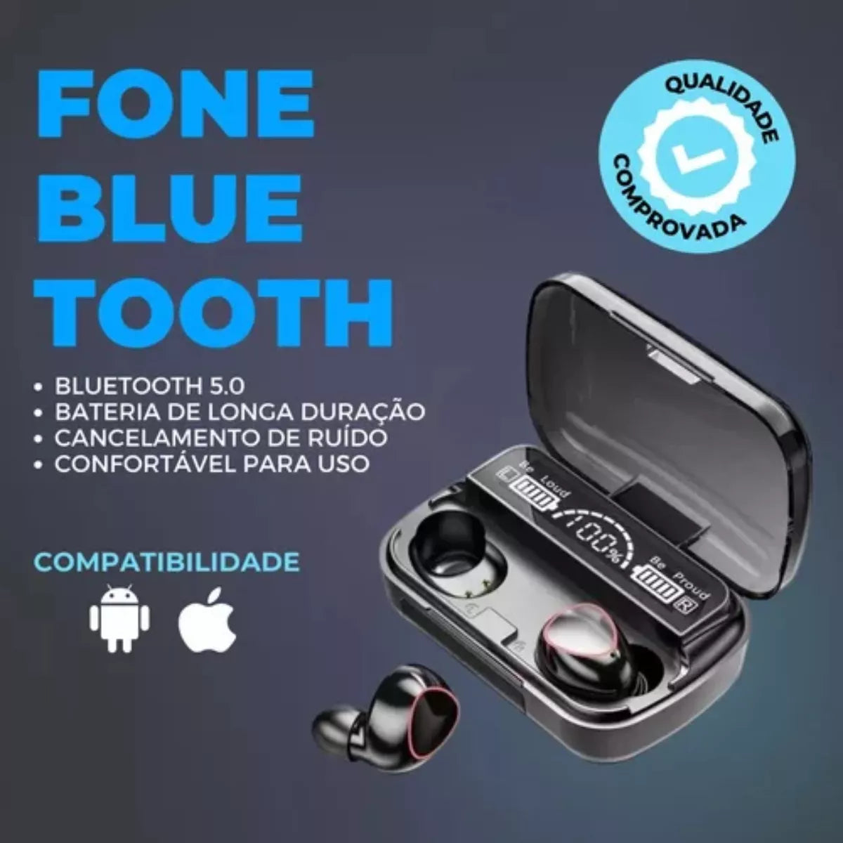 Fone de Ouvido Bluetooth F9 TWS Fone de Ouvido Bluetooth F9 TWS Importe Go 