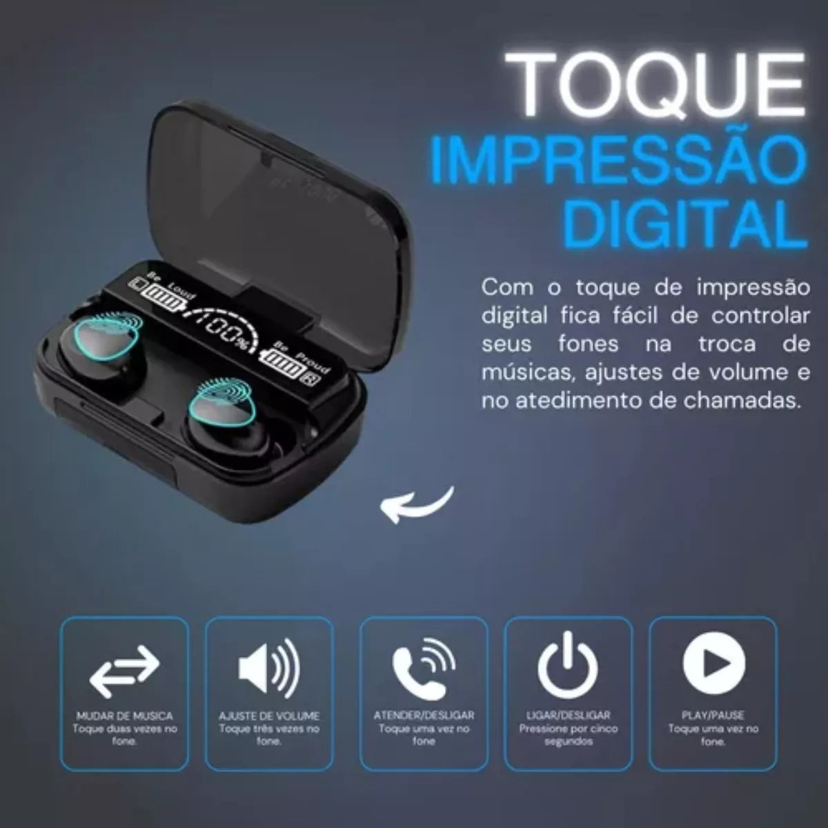 Fone de Ouvido Bluetooth F9 TWS Fone de Ouvido Bluetooth F9 TWS Importe Go 