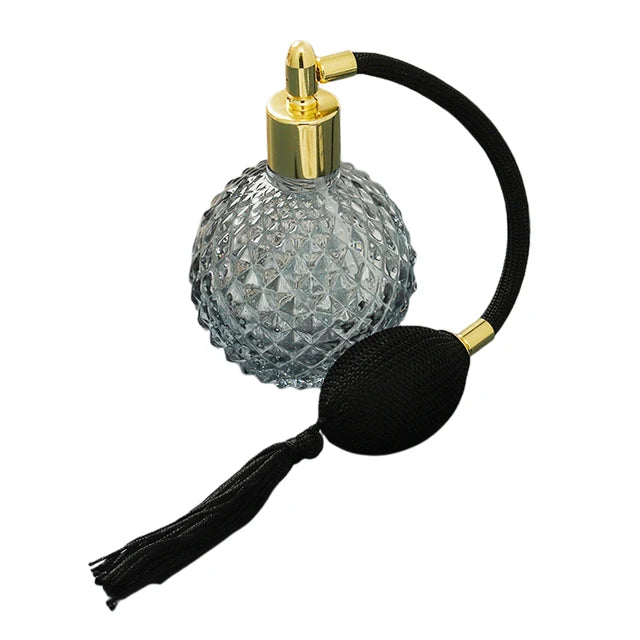 Frasco de perfume estilo vintage, frasco de cristal transparente com borlas, spray longo, bomba de vidro, utensílio de maquiagem para viagem Importe Go Black 