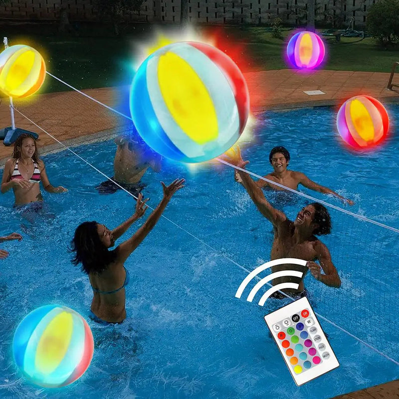 Inflável LED Light Up Beach Ball, controle remoto, 16 cores claras, jogos de bilhar para adultos e crianças, festa na piscina Importe Go 