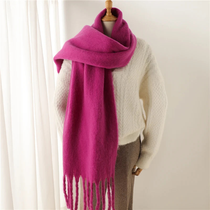 Inverno Cachecol para As Mulheres Cashmere Quente Sólido Pashmina Cachecóis Envolve Feminino Grosso Suave Bufanda Big Borlas Xaile Estolas Longas Importe Go WT77-6 