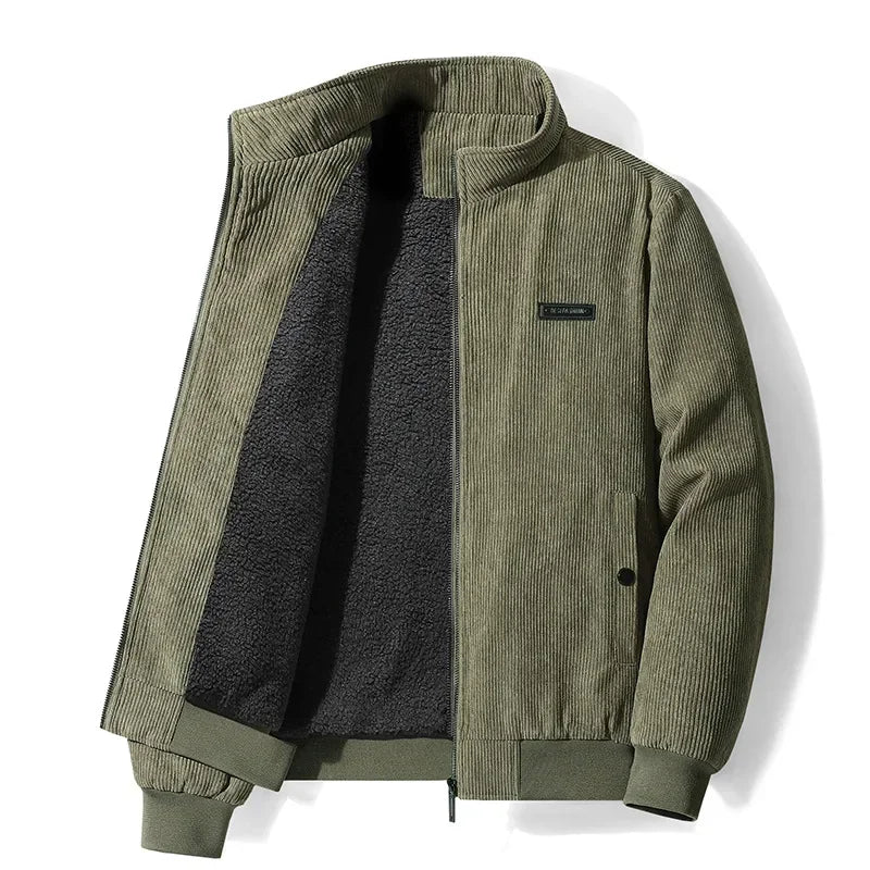 Jaqueta Casual de Inverno Masculina Peluciada Manga Longa Jaqueta48 Importe Go Verde Militar P 