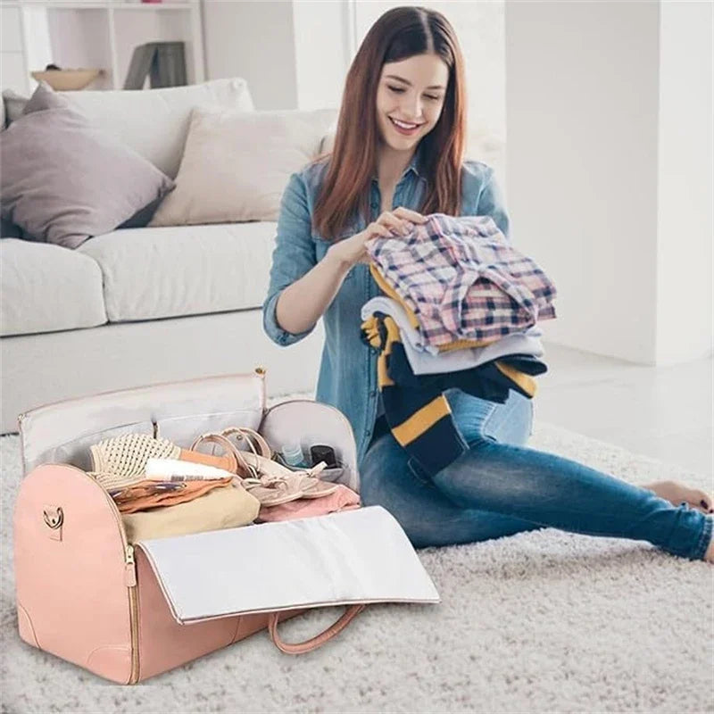 Lucshy-Saco Dobrável De Grande Capacidade, Saco De Vestuário De Viagem, Saco De Armazenamento De Couro PU, Bolsa Impermeável, Moda Esportes Ao Ar Livre Importe Go 