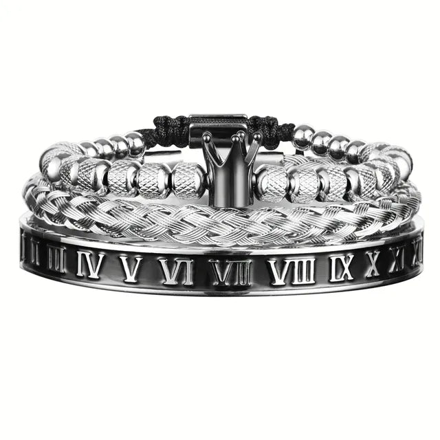 Luxury Enamel Roman Bracelet Royal Crown Charm Men Stainless Steel Geometry Pulseiras Open Adjustable Bracelets Couple Jewelry Importe Go 