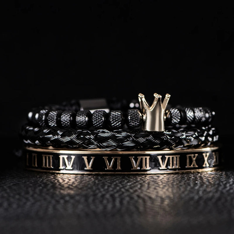Luxury Enamel Roman Bracelet Royal Crown Charm Men Stainless Steel Geometry Pulseiras Open Adjustable Bracelets Couple Jewelry Importe Go 
