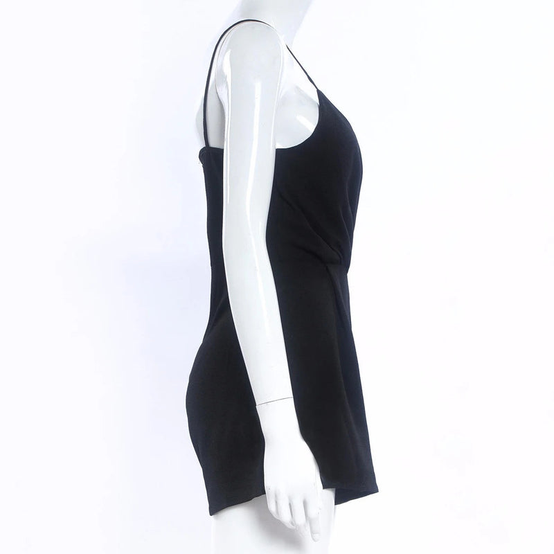 Macacão bodycon sem mangas feminino, macacão sexy, preto, macacão elegante, decote em v, macacão de praia, verão Importe Go 