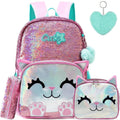 Mochila Infantil Para Meninas Super Shine Com Lantejoulas Importe Go Rosa Gatinho 