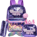 Mochila Infantil Para Meninas Super Shine Com Lantejoulas Importe Go Roxo Sereia 