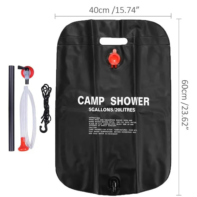 Outdoor Camping Shower Bag, Sacos De Água, Aquecimento Solar, Portátil, Dobrável, Caminhadas, Escalada, Equipamento De Banho, Cabeça Comutável, 20l Importe Go 1set 