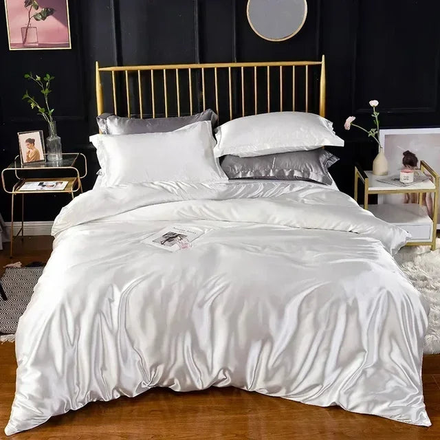 Poliéster Satin Bedding Set, High End, Queen Duvet Cover Set, sedoso macio, acolhedor, king size, suave, único, duplo, luxo Importe Go 