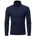 Pulôver de algodão de gola alta masculino, slim fit, elástico, manga longa, casual, vestuário respirável, outono, inverno, moda Importe Go Navy Blue S 