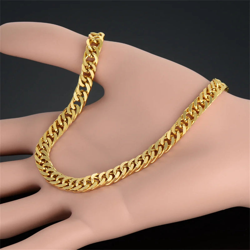 Punk Fashion Curb Cuban Chain Link Bracelet 21cm Gold Silver Color Stainless Steel Hand Chains For Women Men Jewelry Gift Importe Go 