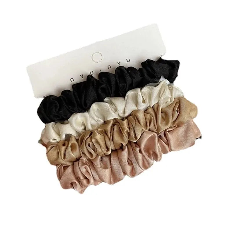 Pure Silk Skinnies Small Scrunchie Set para mulheres e meninas, laços de cabelo, cordas, bandas, elásticos, suportes de rabo de cavalo, 4pcs Importe Go 