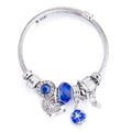 RAVIMOUR-Crystal Bead Encantos Pulseira, Amor Coração Pulseira DIY, Jóias Indianas, Corrente De Aço, Pulseira, Presente Da Marca, Moda Importe Go Blue-Heart Ball 