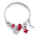 RAVIMOUR-Crystal Bead Encantos Pulseira, Amor Coração Pulseira DIY, Jóias Indianas, Corrente De Aço, Pulseira, Presente Da Marca, Moda Importe Go Red-Heart Ball 