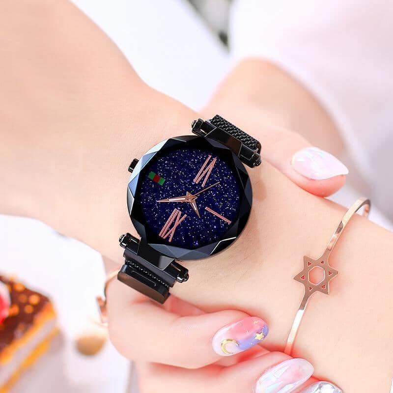 Relógio Feminino Luxury Star À Prova D'água Pulseira em Aço Inoxidável e Feixe Magnético REL 22 Importe Go 