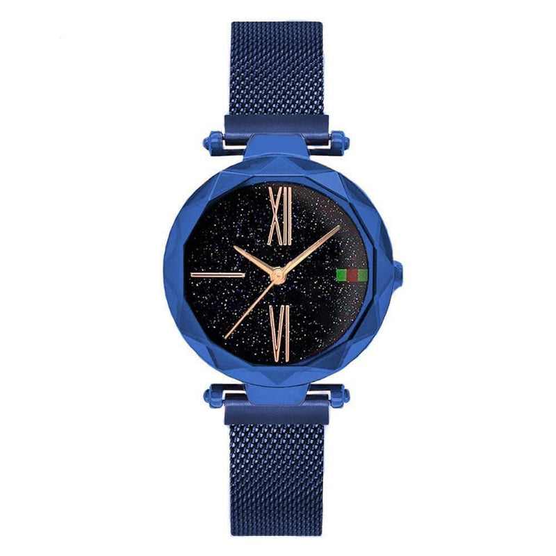 Relógio Feminino Luxury Star À Prova D'água Pulseira em Aço Inoxidável e Feixe Magnético REL 22 Importe Go Azul 