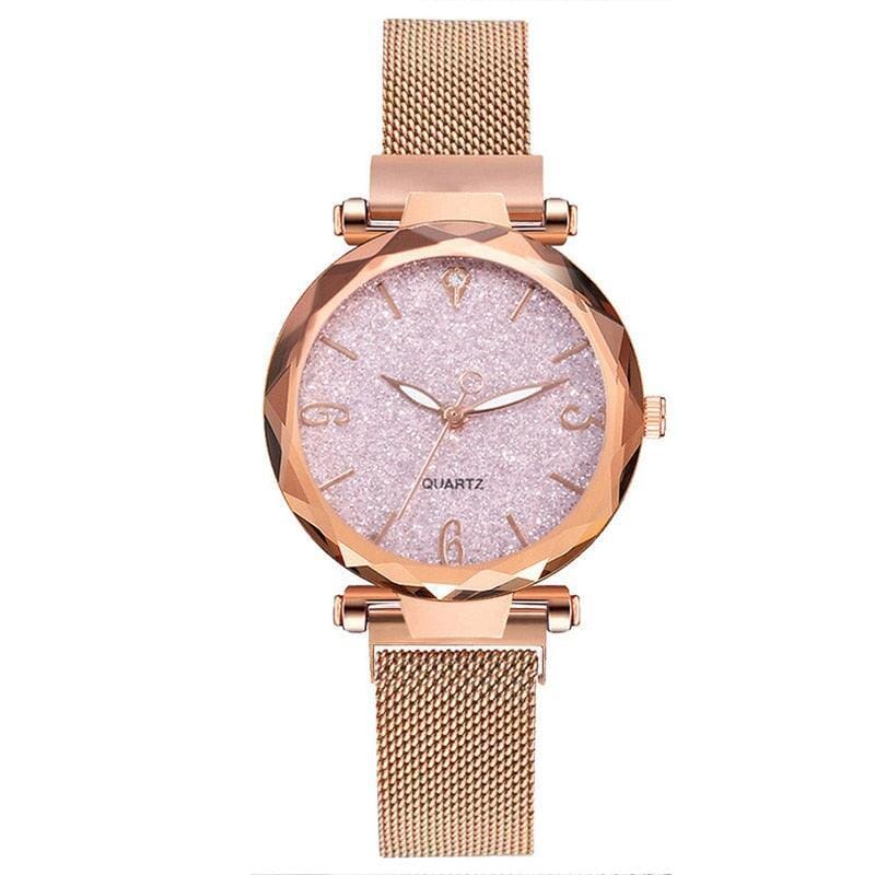 Relógio Feminino QUARTZ Crystal Rosê Importe Go 