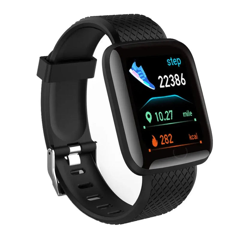 Relógio Inteligente Multifuncional para Homens e Mulheres, Smartwatch Esportivo com Controle de Música, Calorias de Passo, Relógio Despertador 116Plus, Message Remind, D13 Importe Go Preto 