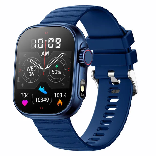 SENBONO-reloj inteligente para hombre y mujer, pulsera con linterna LED, más de 100 modos deportivos, rastreador de actividad física, temperatura corporal, pantalla de 2,01" Importe Go blue 