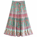 Super Chic midi skirt women elastic waist bohemian blue floral print skirt women 2021 spring summer skirt new floral boho skirt Importe Go 