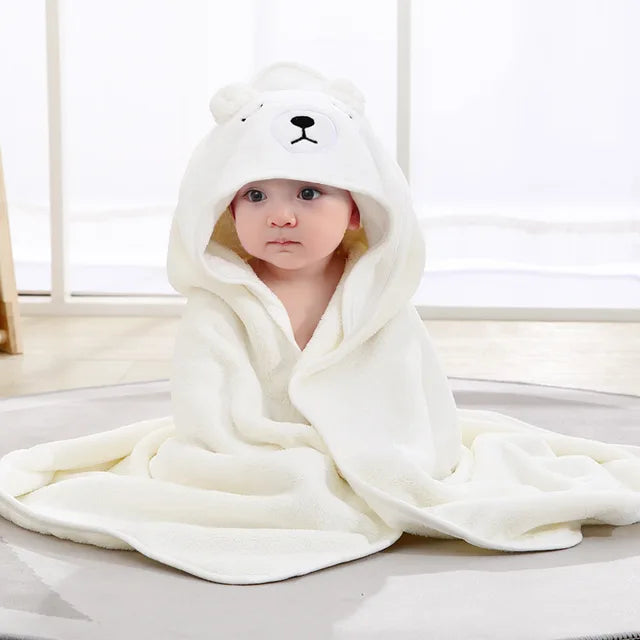 Toalha de banho quente do bebê recém-nascido, Swaddle dos desenhos animados, roupão infantil, cobertor de dormir, envoltório para meninos e meninas recém-nascidos Importe Go White Bear 