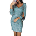 Vestido Feminino Glamouroso de Paetês Importe Go Light Blue S 