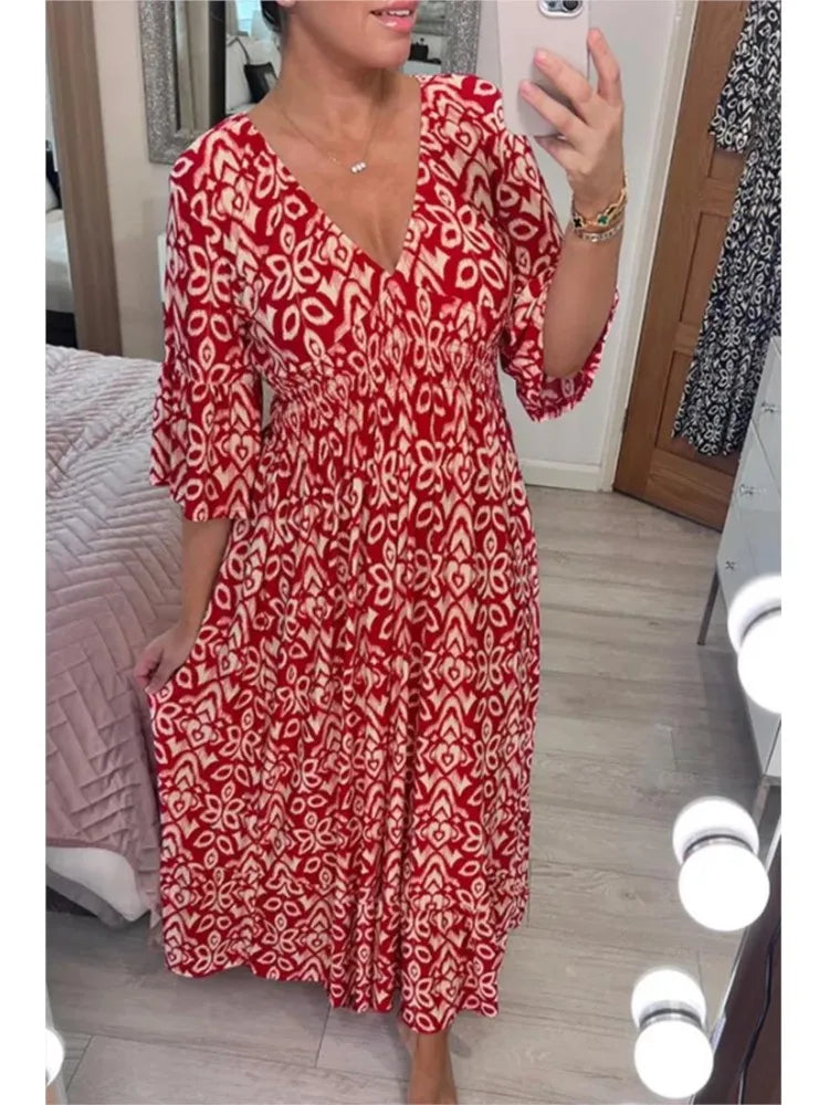 vestido floral giordano decote em v Importe Go 