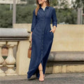 Vestido Longo Jeans com Abotoamento Beatriz Vestido Importe Go Azul Marinho P 