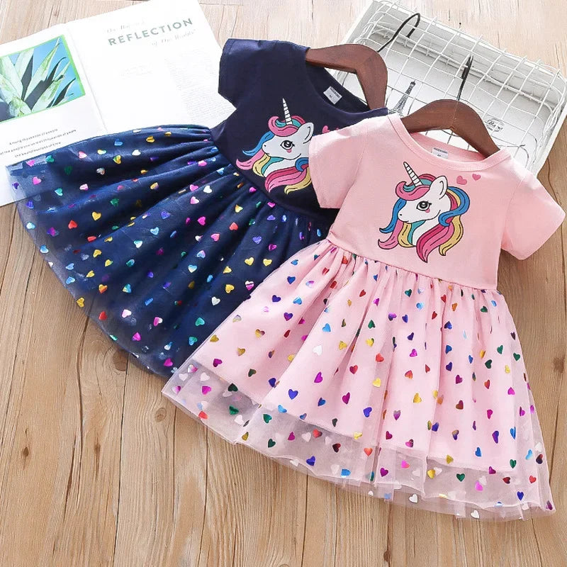 Vestidos unicórnio para meninas, traje infantil de lantejoulas, vestido princesa, roupas diárias infantis, monocromático Importe Go 